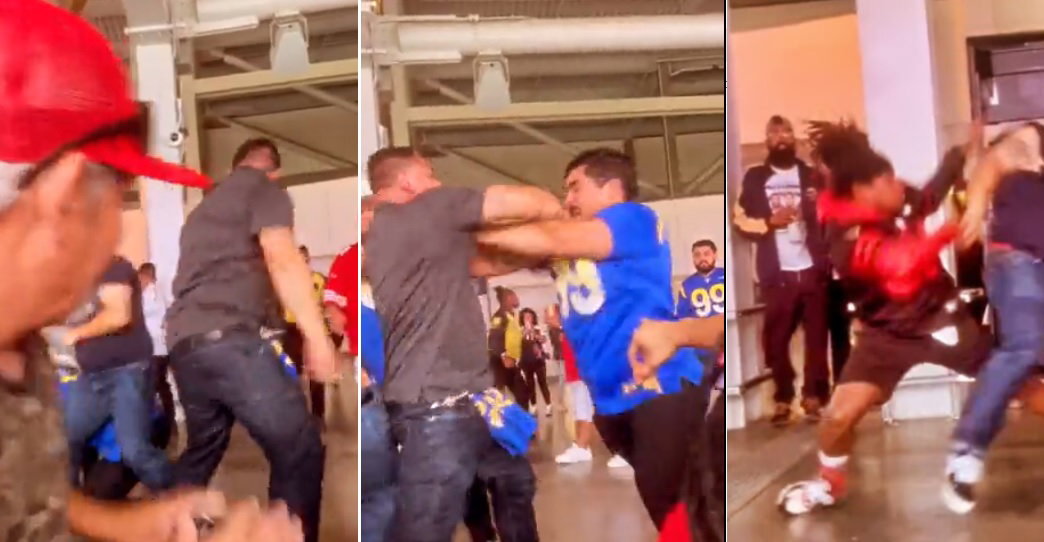 Fan Rivalry Fight Video: Rams, Niners Fan Fight During Wild Brawl At SoFi Stadium - TMSPN