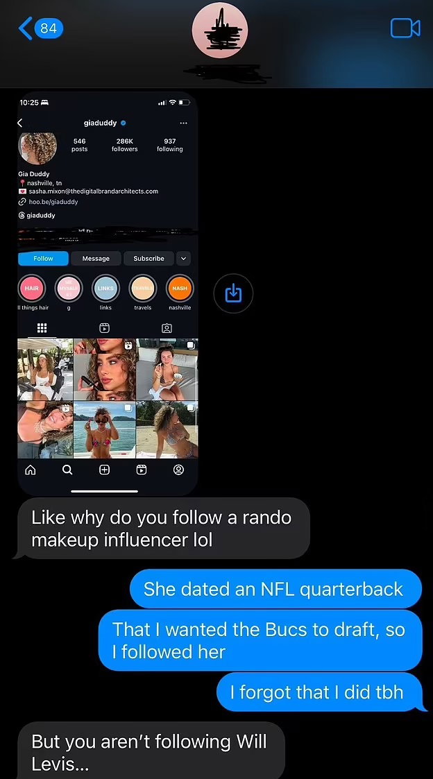 NFL Fan's Girlfriend Exposes Him Over Obsession with WAG Gia Duddy TMSPN