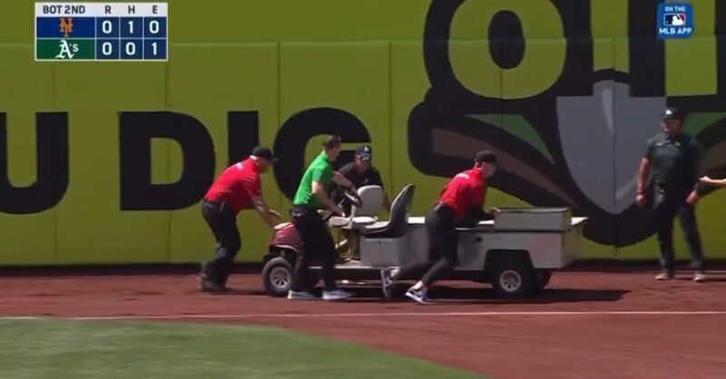 Pushing Cart Injuries Athletics Suffer Embarrassing Mishap with Malfunctioning Injury Cart ...
