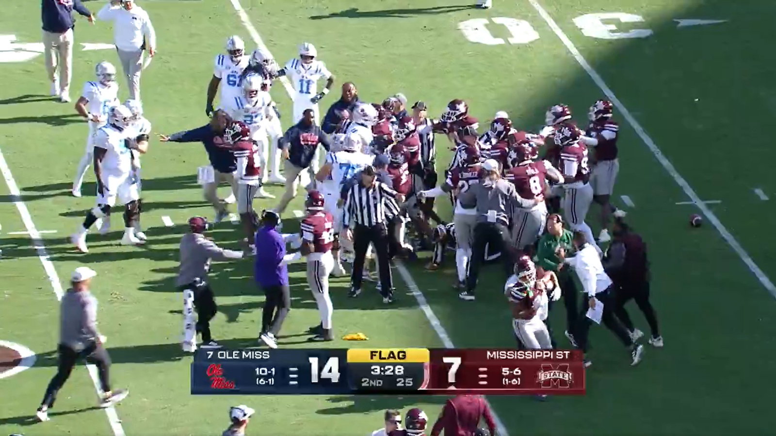 Chaos Erupts as Ole Miss and Mississippi State Brawl During Egg Bowl ...