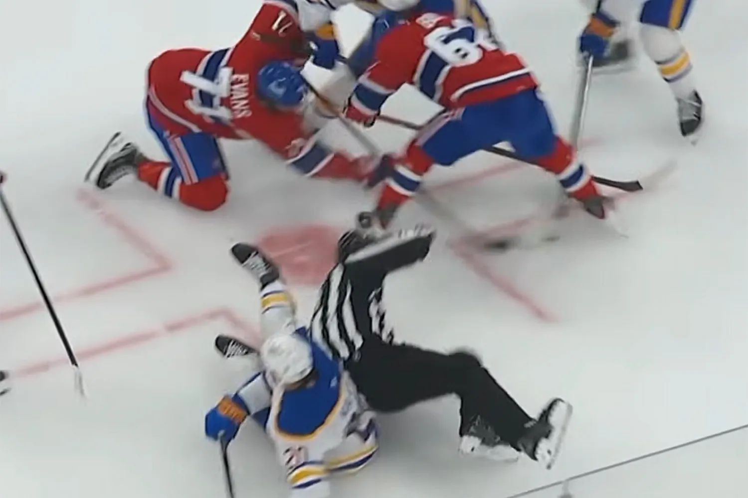 NHL Linesman Suffers Gruesome Ankle Injury After Collision With Sabres ...